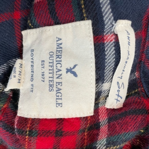 American Eagle Plaid Ahh-mazingly Soft Boy Flannel Size Medium - Picture 3 of 4